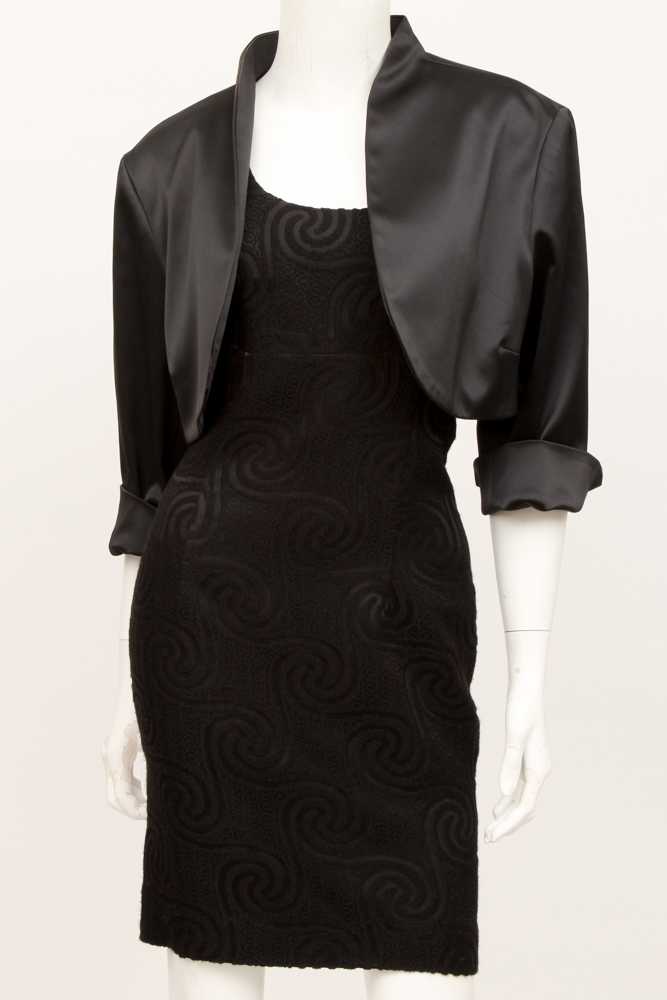 Nicole Miller Black Dress and White House Black Market Bolero Jacket