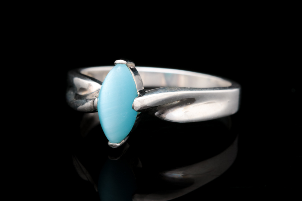 Sterling Silver and Cat Eye Glass Ring