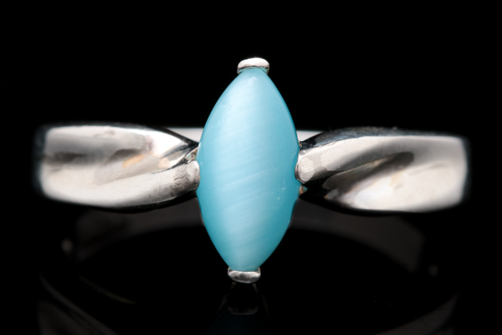 Sterling Silver and Cat Eye Glass Ring
