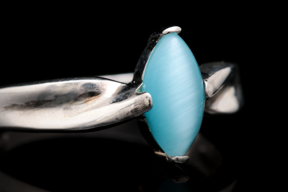 Sterling Silver and Cat Eye Glass Ring