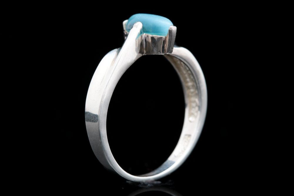 Sterling Silver and Cat Eye Glass Ring