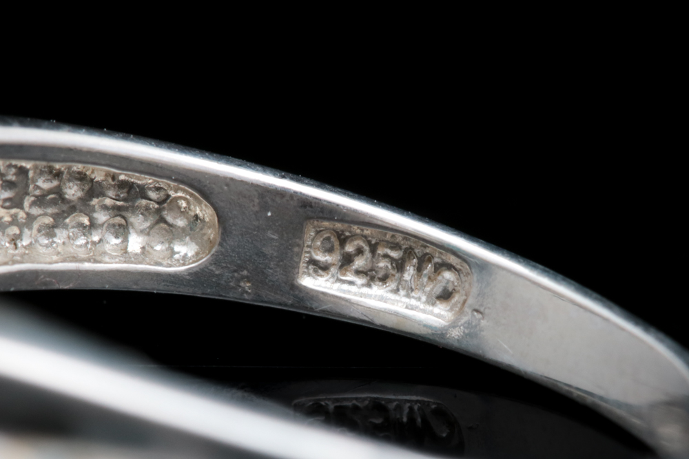 Sterling Silver and Cat Eye Glass Ring