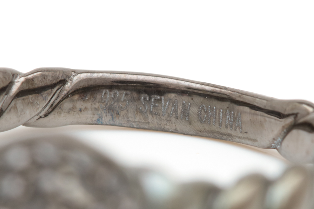 Black Rhodium Plated Sterling Silver and Black Crystal Ring