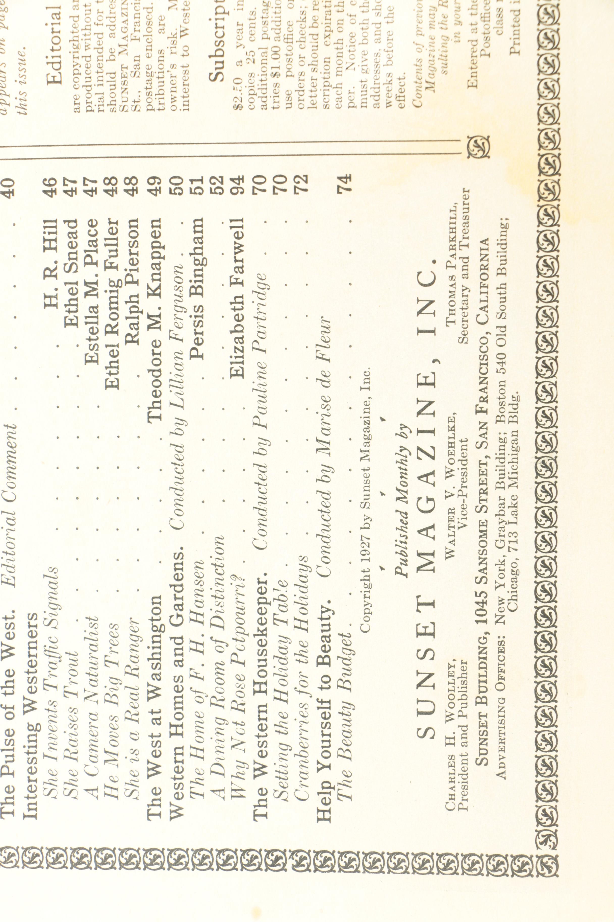 1927 "Sunset" Magazine and Vintage "The Ladies Home Journal"