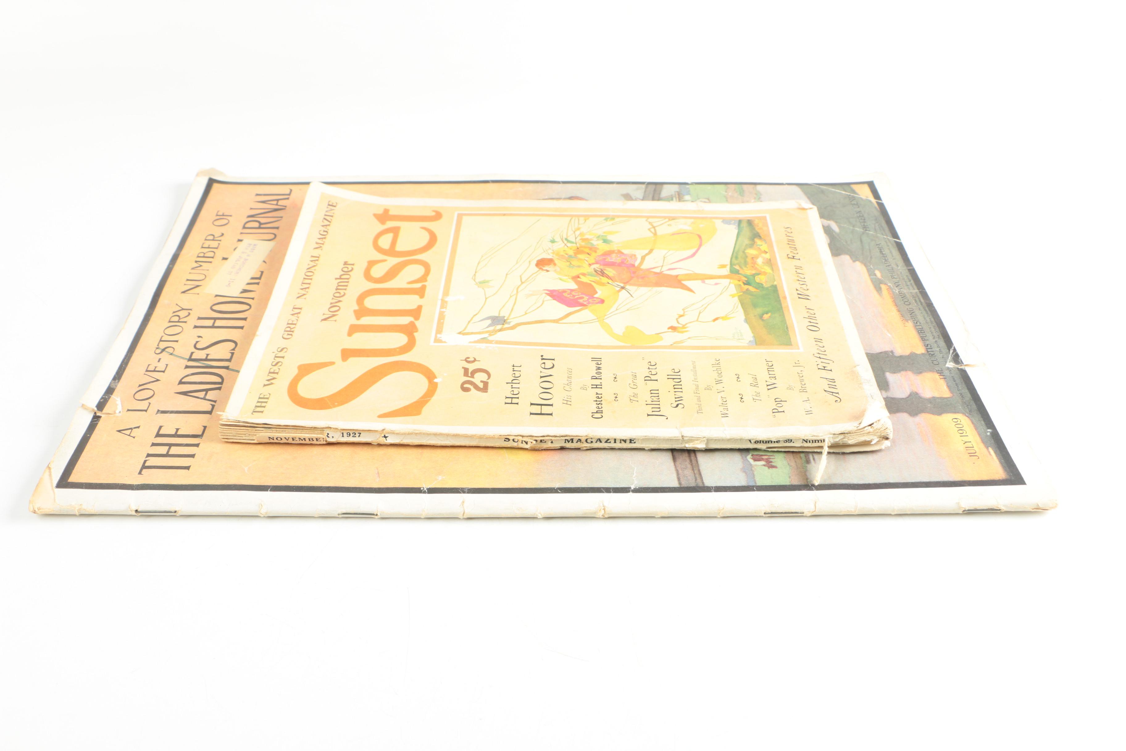 1927 "Sunset" Magazine and Vintage "The Ladies Home Journal"