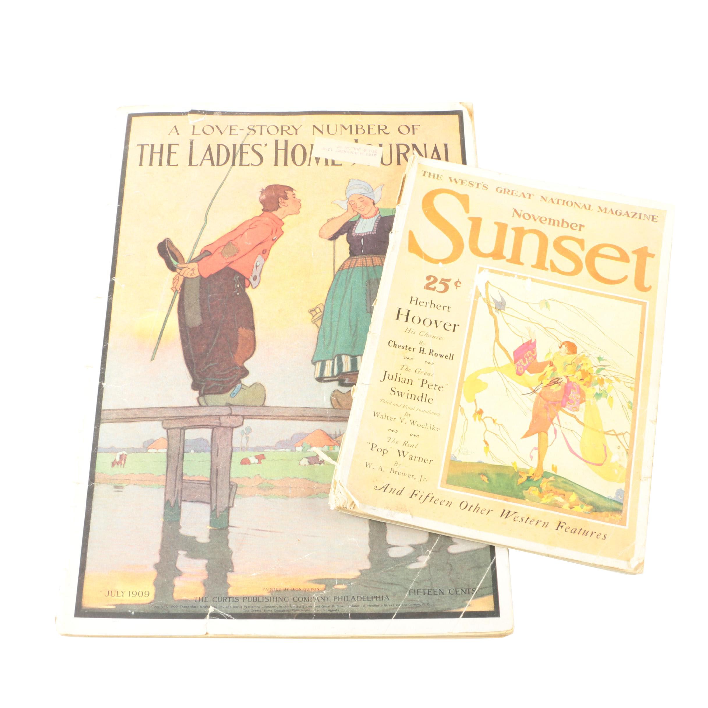 1927 "Sunset" Magazine and Vintage "The Ladies Home Journal"