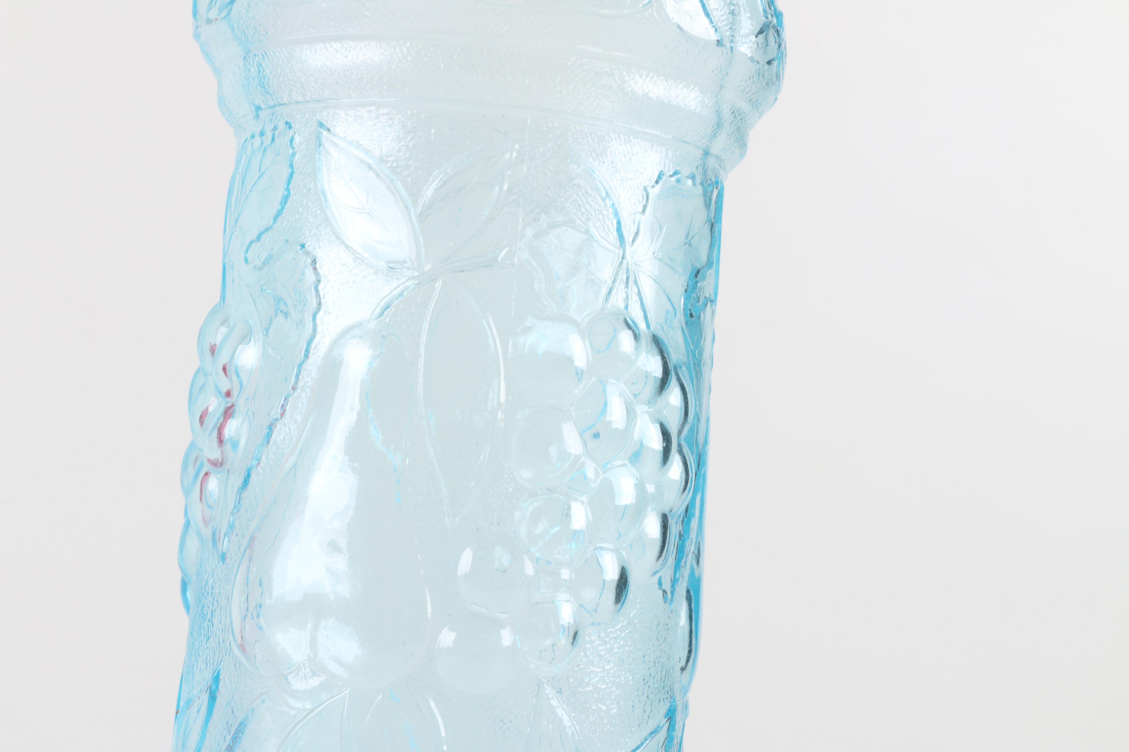 Fenton "Cranberry" Pitcher and Blue Bottle