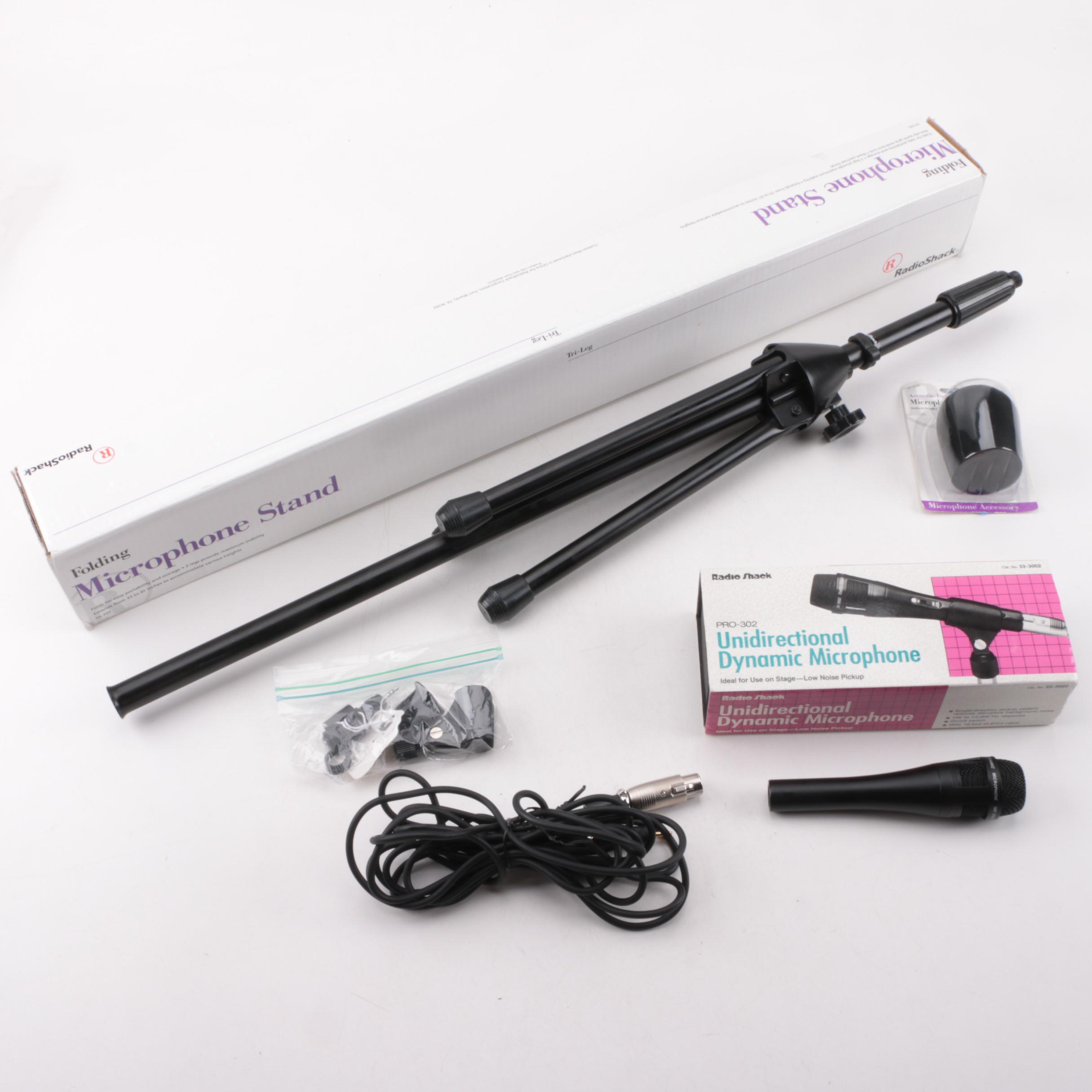 Radio Shack Microphone, Stand and Windscreen