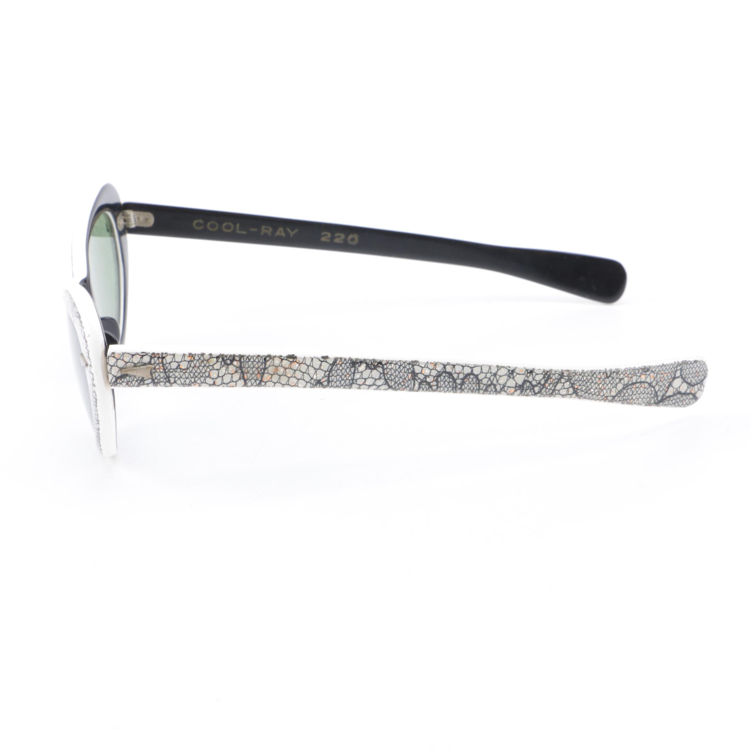 Vintage White Cat Eye Sunglasses by Cool-Ray