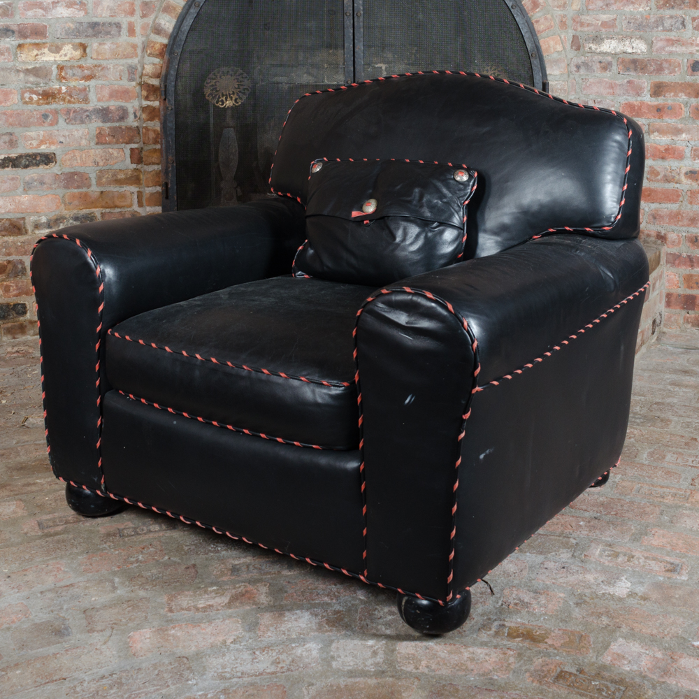 Western Style Leather Lounge Chair and Pillow