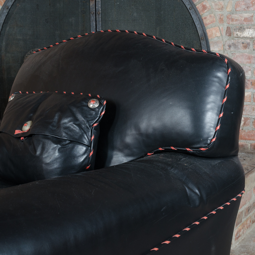 Western Style Leather Lounge Chair and Pillow