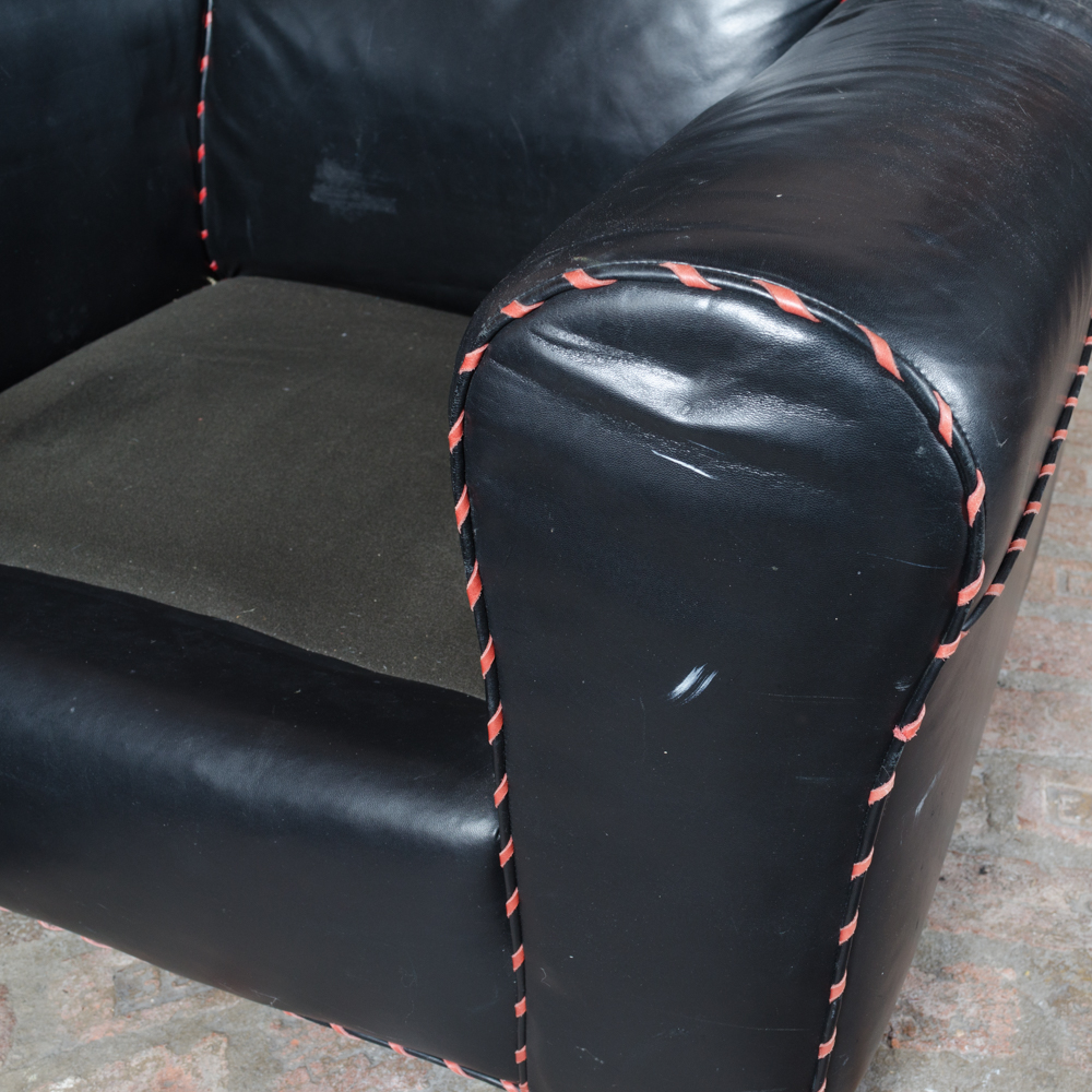 Western Style Leather Lounge Chair and Pillow