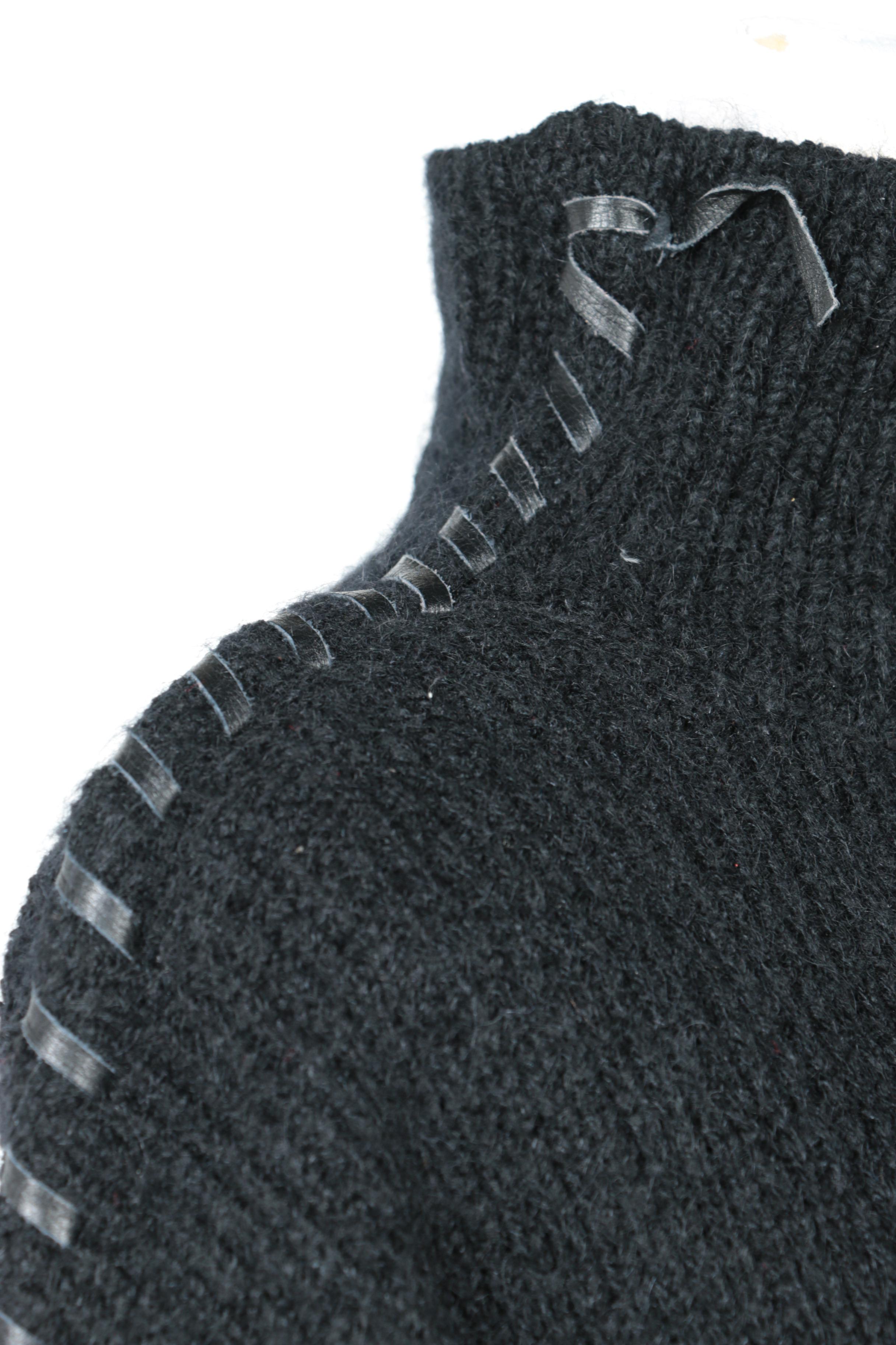 Issey Miyake Leather Embellished Sweater