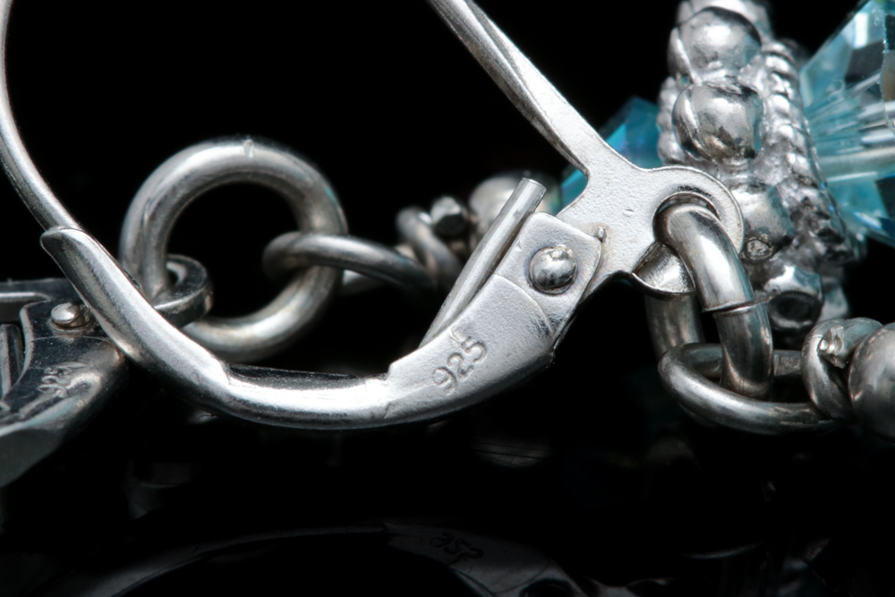 Sterling Silver, Glass and Crystal Bead Dangle Earrings