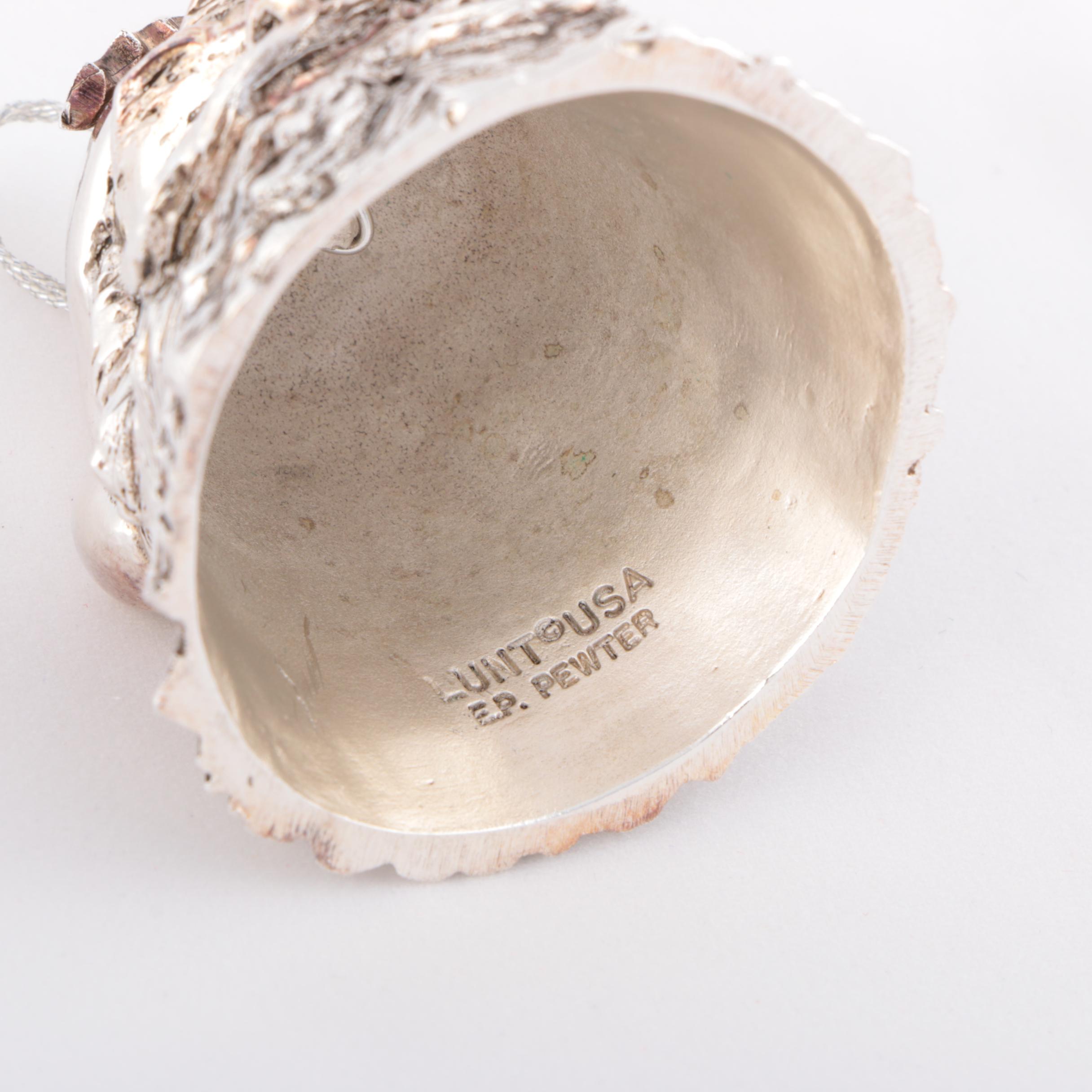 Assortment of Silver Plate and Pewter Bell Ornaments Featuring Lenox