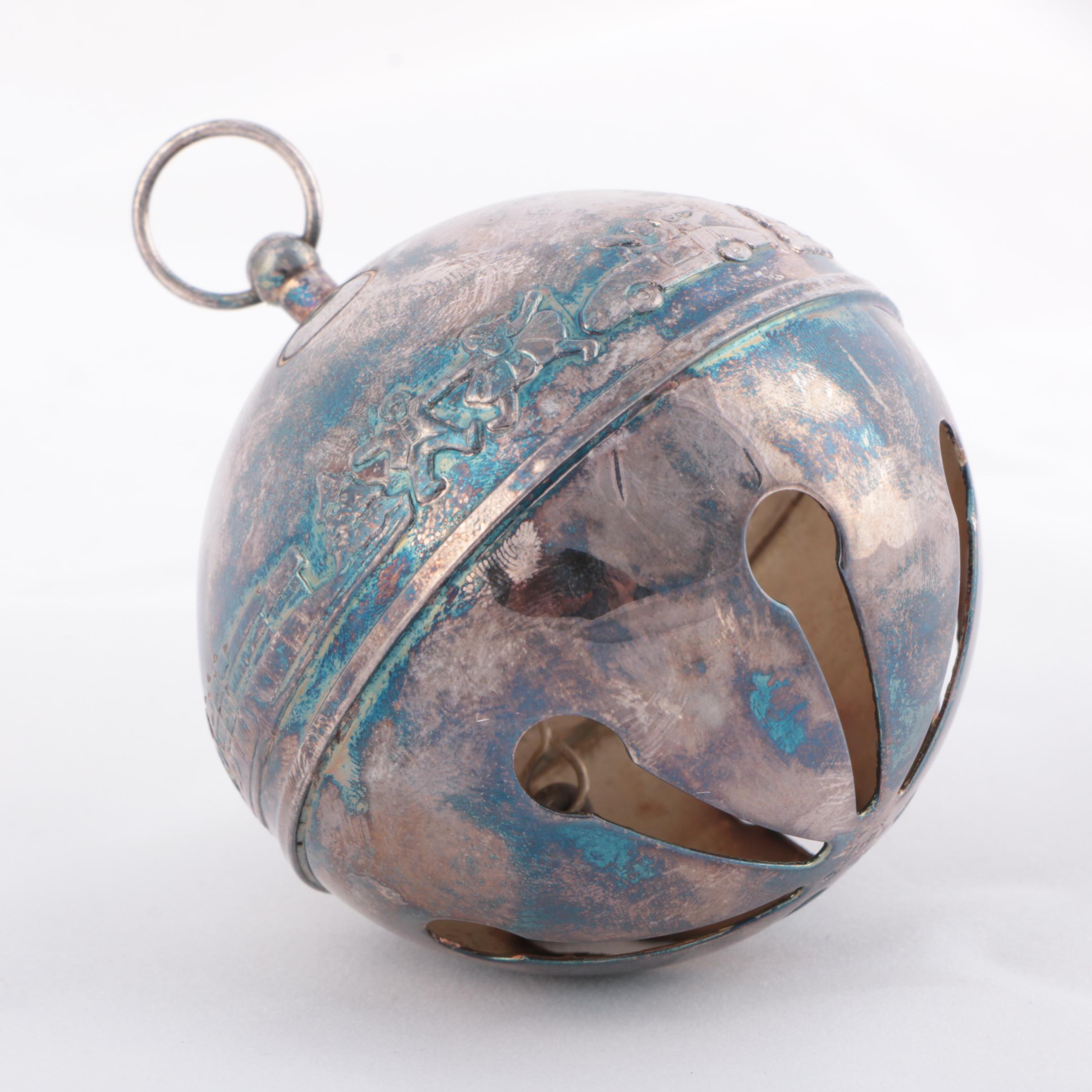 Assortment of Silver Plate and Pewter Bell Ornaments Featuring Lenox