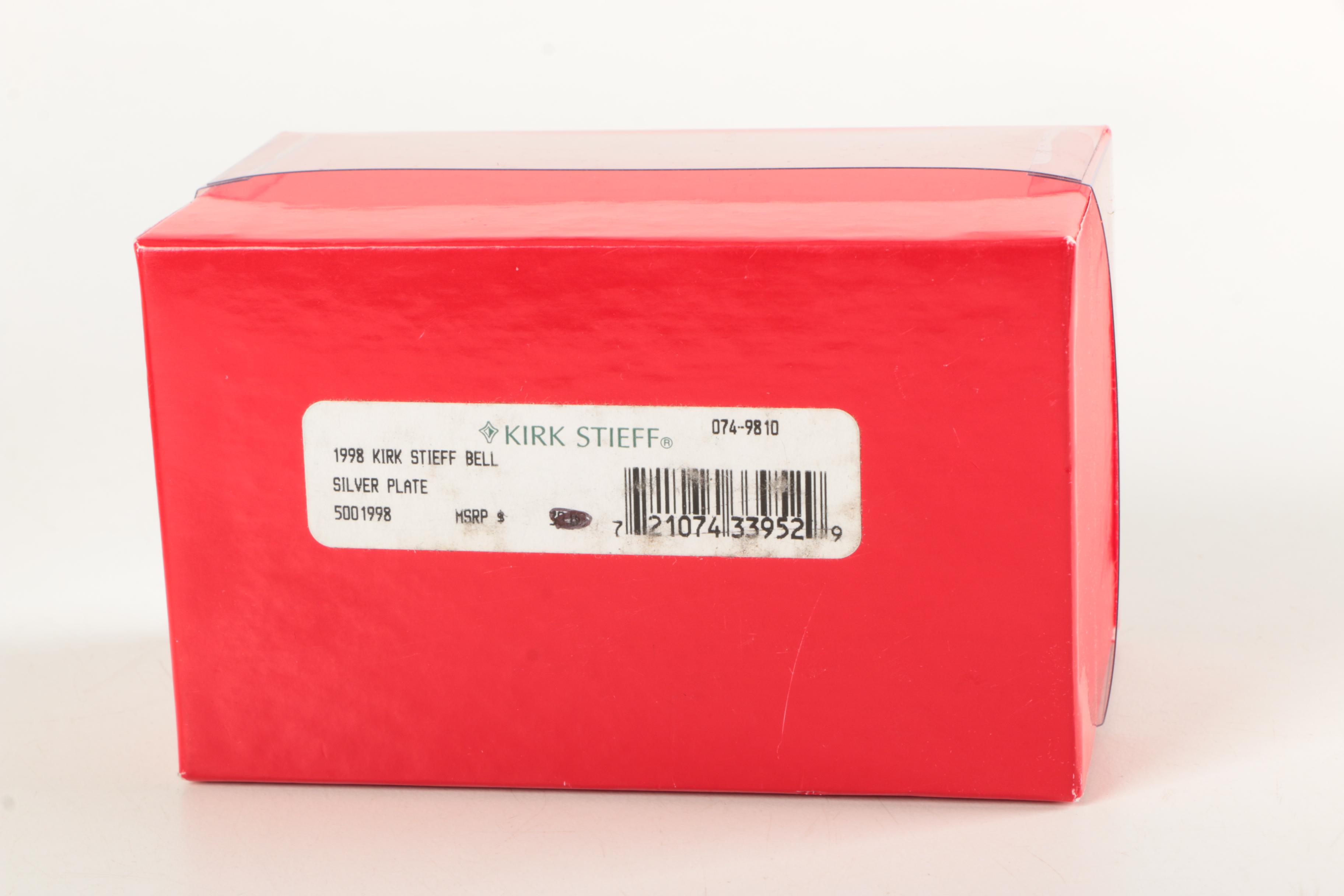 Assortment of Silver Plate and Pewter Bell Ornaments Featuring Lenox