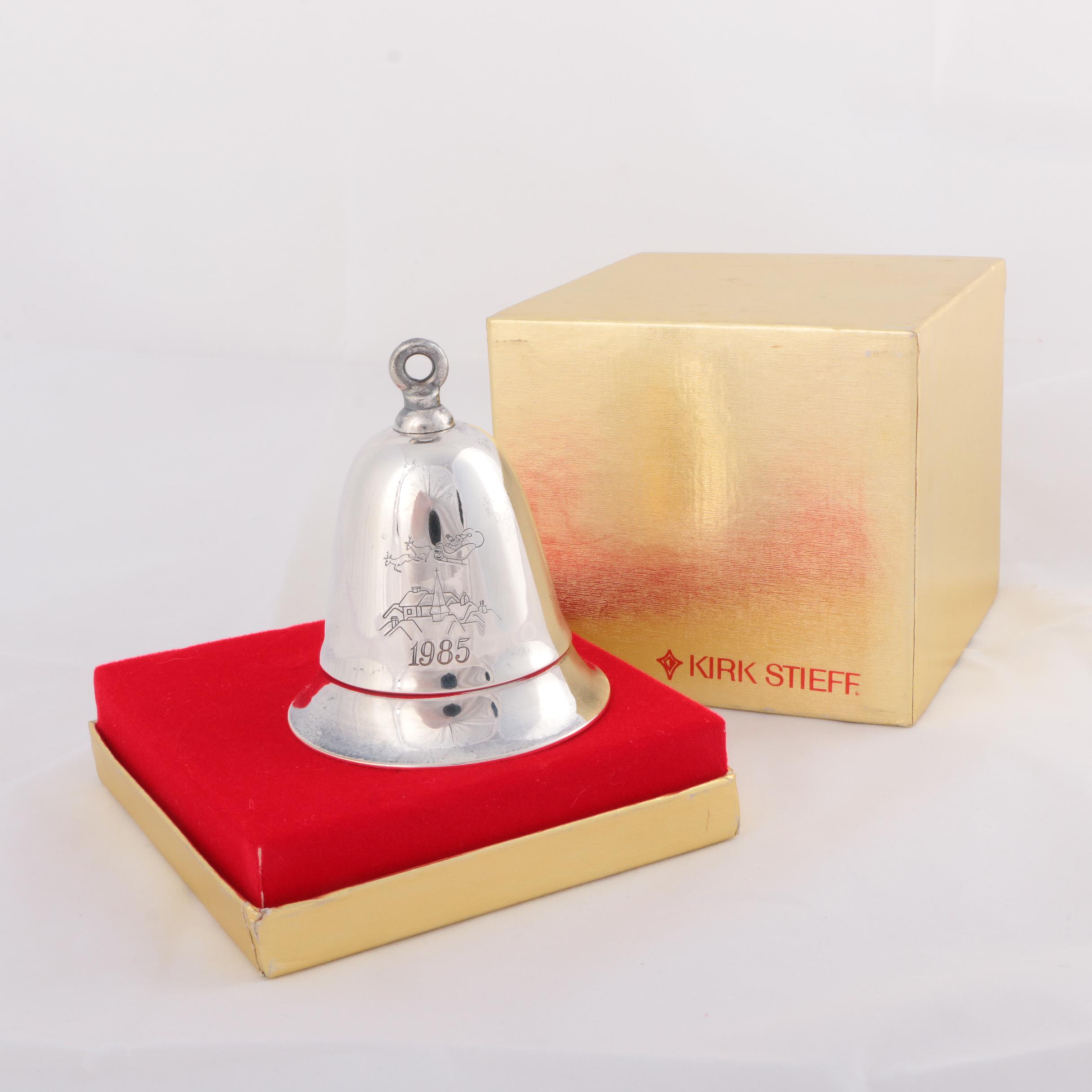 Assortment of Silver Plate and Pewter Bell Ornaments Featuring Lenox