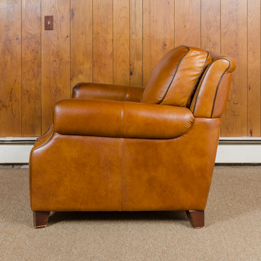 Bassett Furniture Leather Armchair and Ottoman