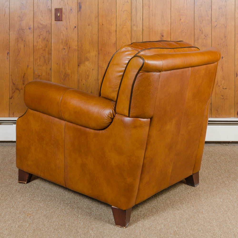 Bassett Furniture Leather Armchair and Ottoman