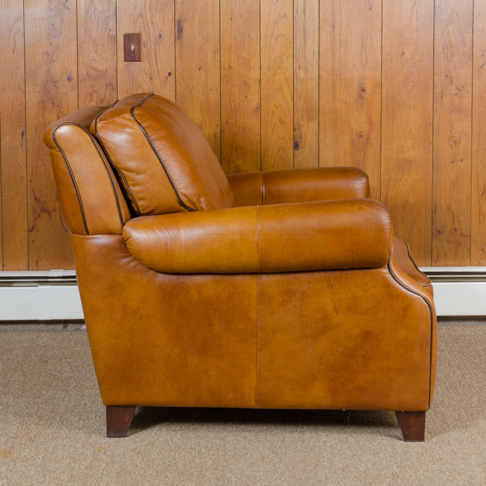Bassett Furniture Leather Armchair and Ottoman