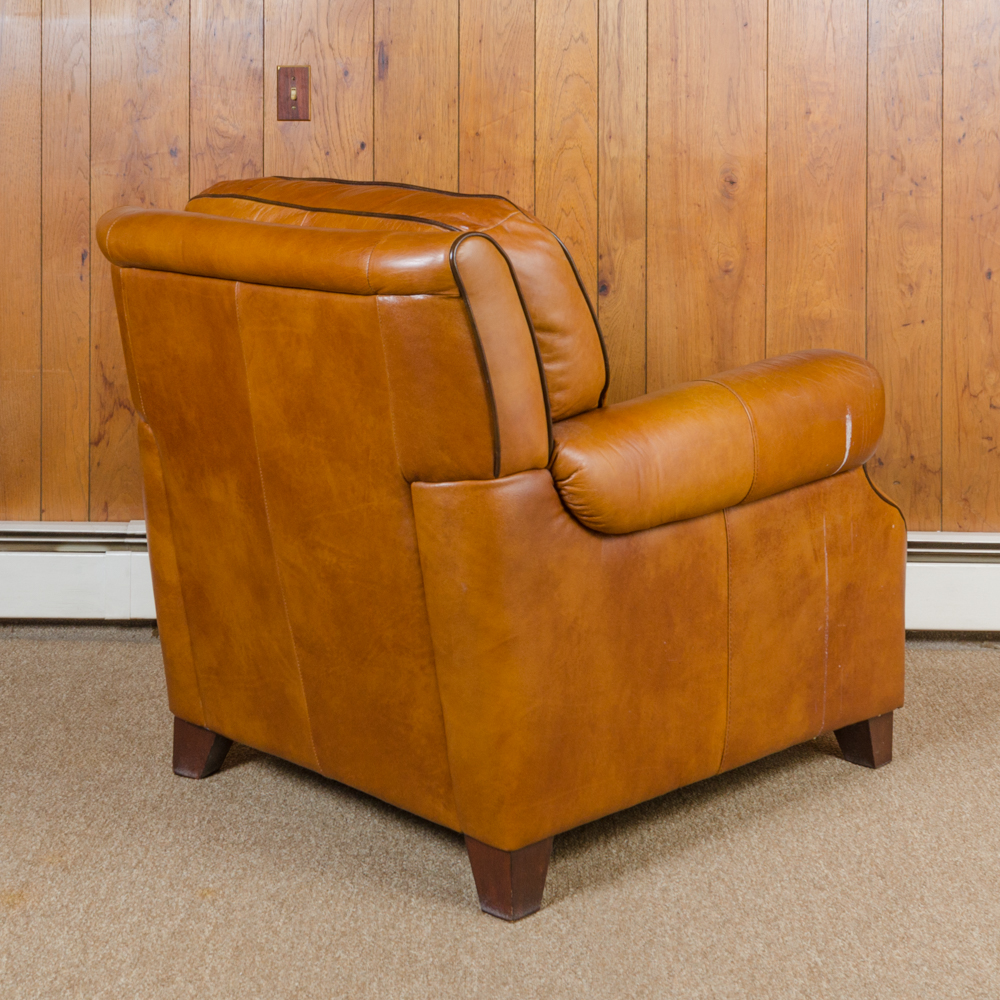 Bassett Furniture Leather Armchair and Ottoman