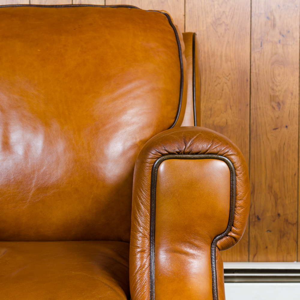 Bassett Furniture Leather Armchair and Ottoman