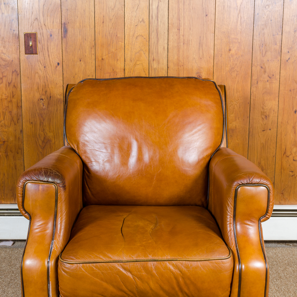 Bassett Furniture Leather Armchair and Ottoman