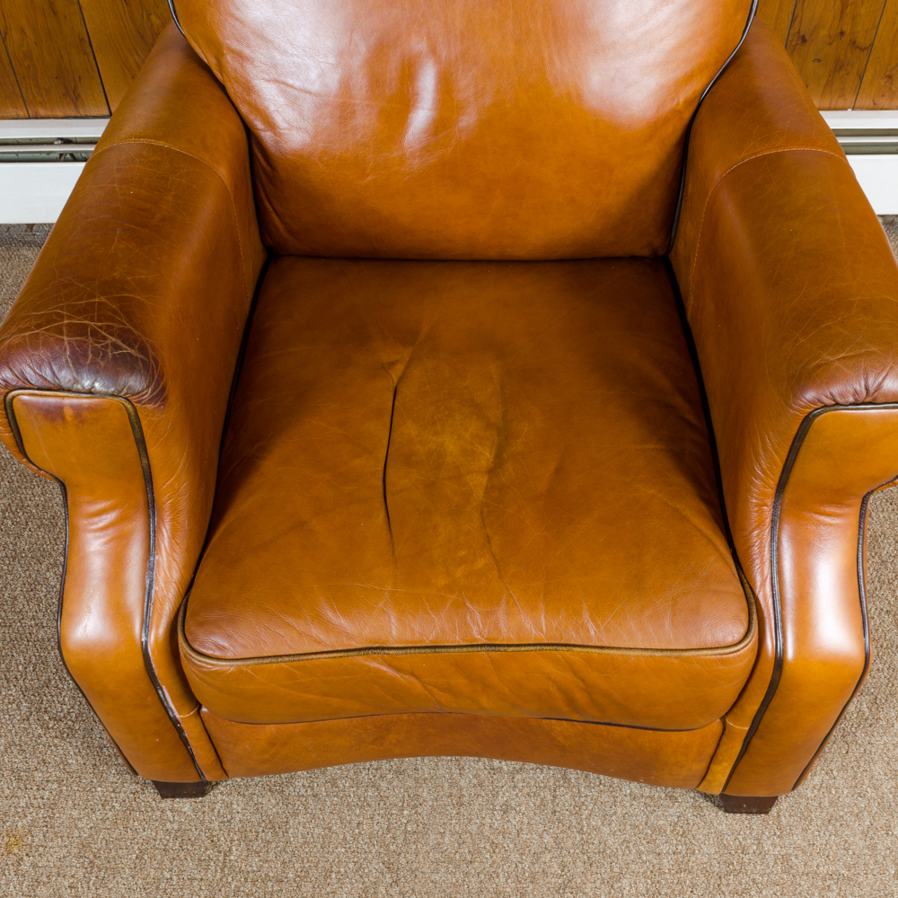 Bassett Furniture Leather Armchair and Ottoman