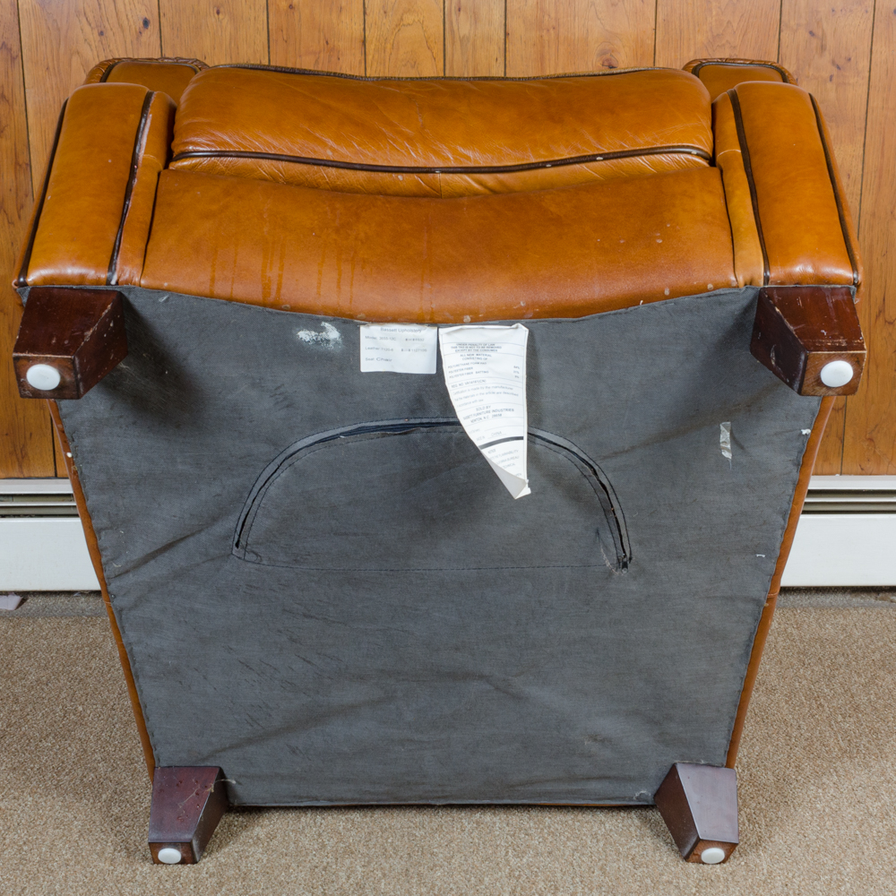 Bassett Furniture Leather Armchair and Ottoman