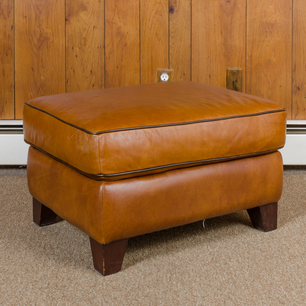 Bassett Furniture Leather Armchair and Ottoman