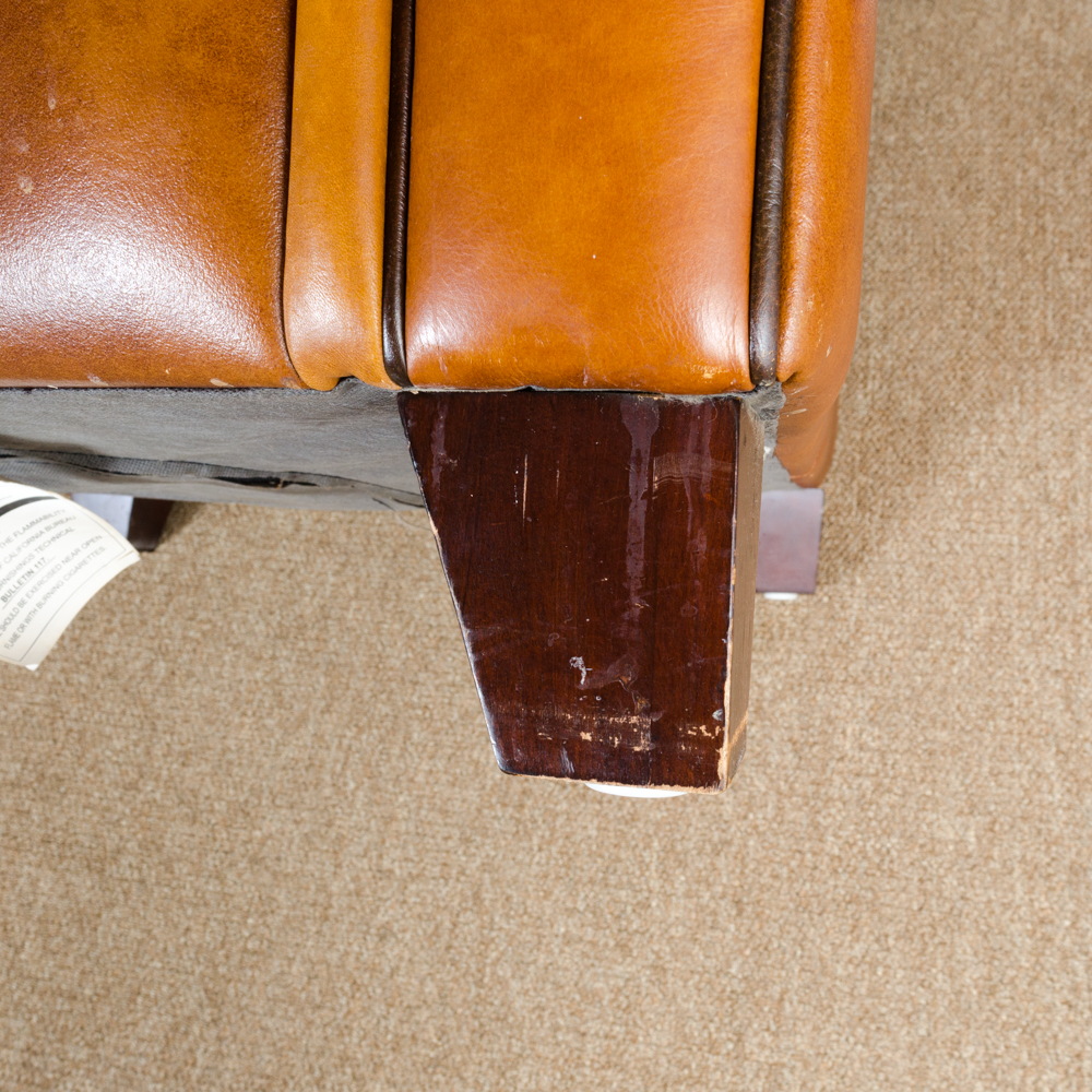 Bassett Furniture Leather Armchair and Ottoman