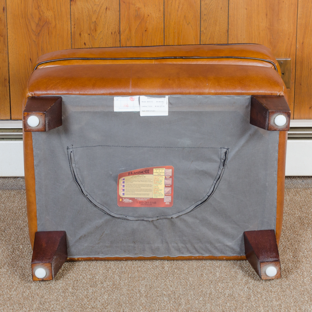 Bassett Furniture Leather Armchair and Ottoman