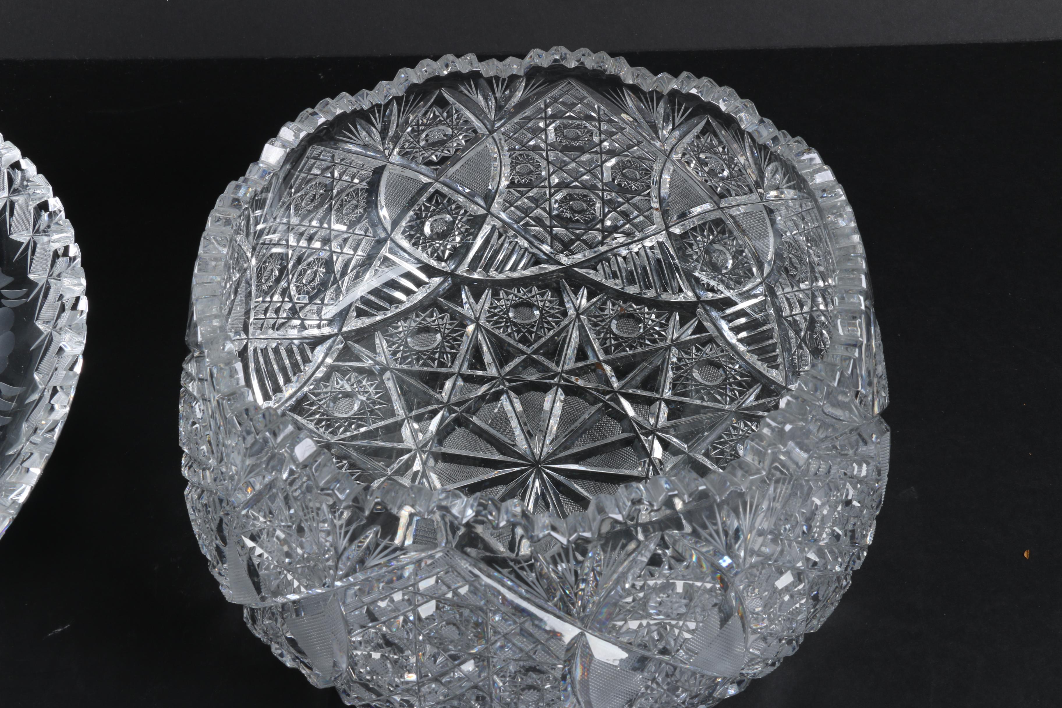 Crystal Cut Plate and Bowl