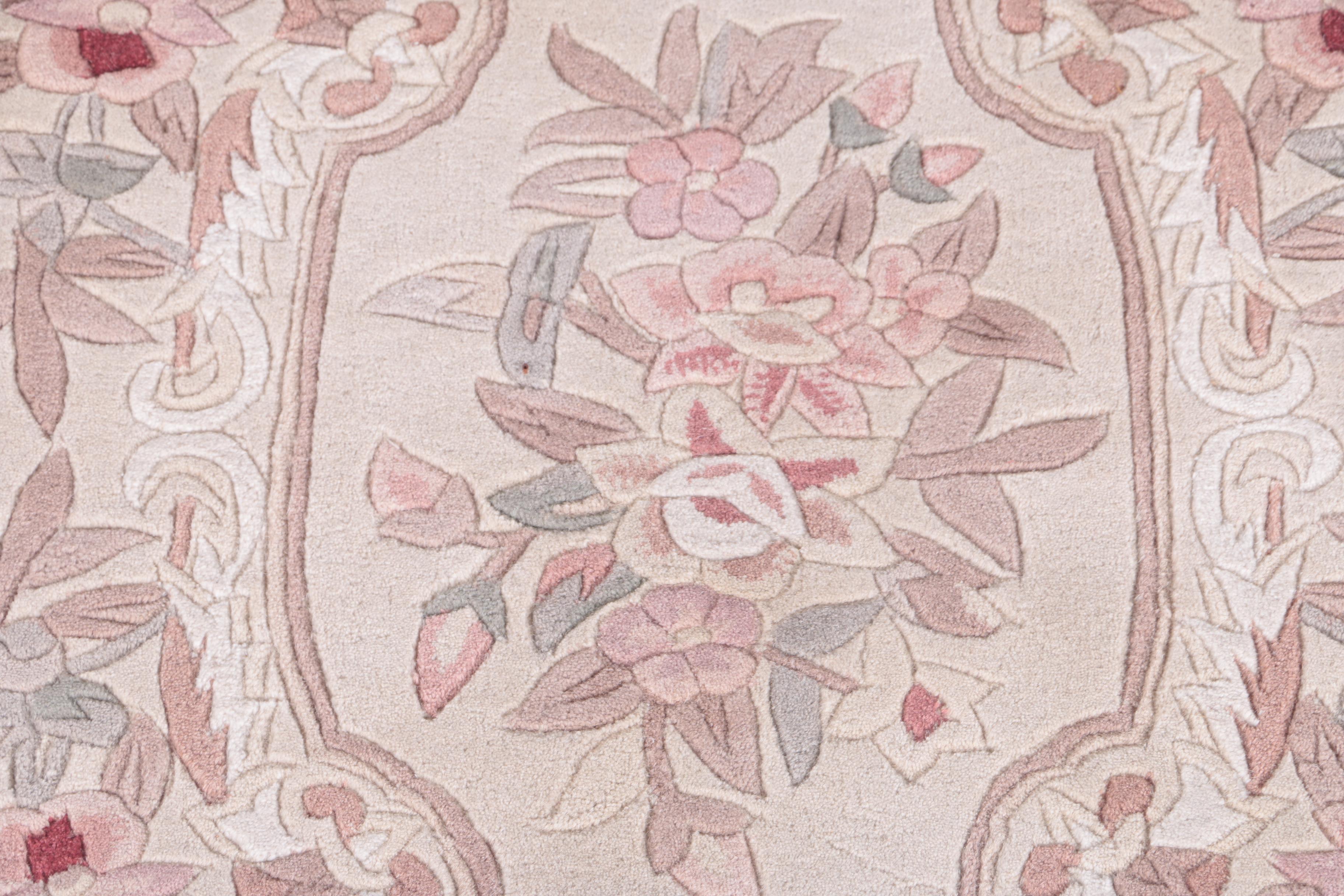 Hand-Tufted and Carved Nourison "Garden Collection" Oval Area Rug