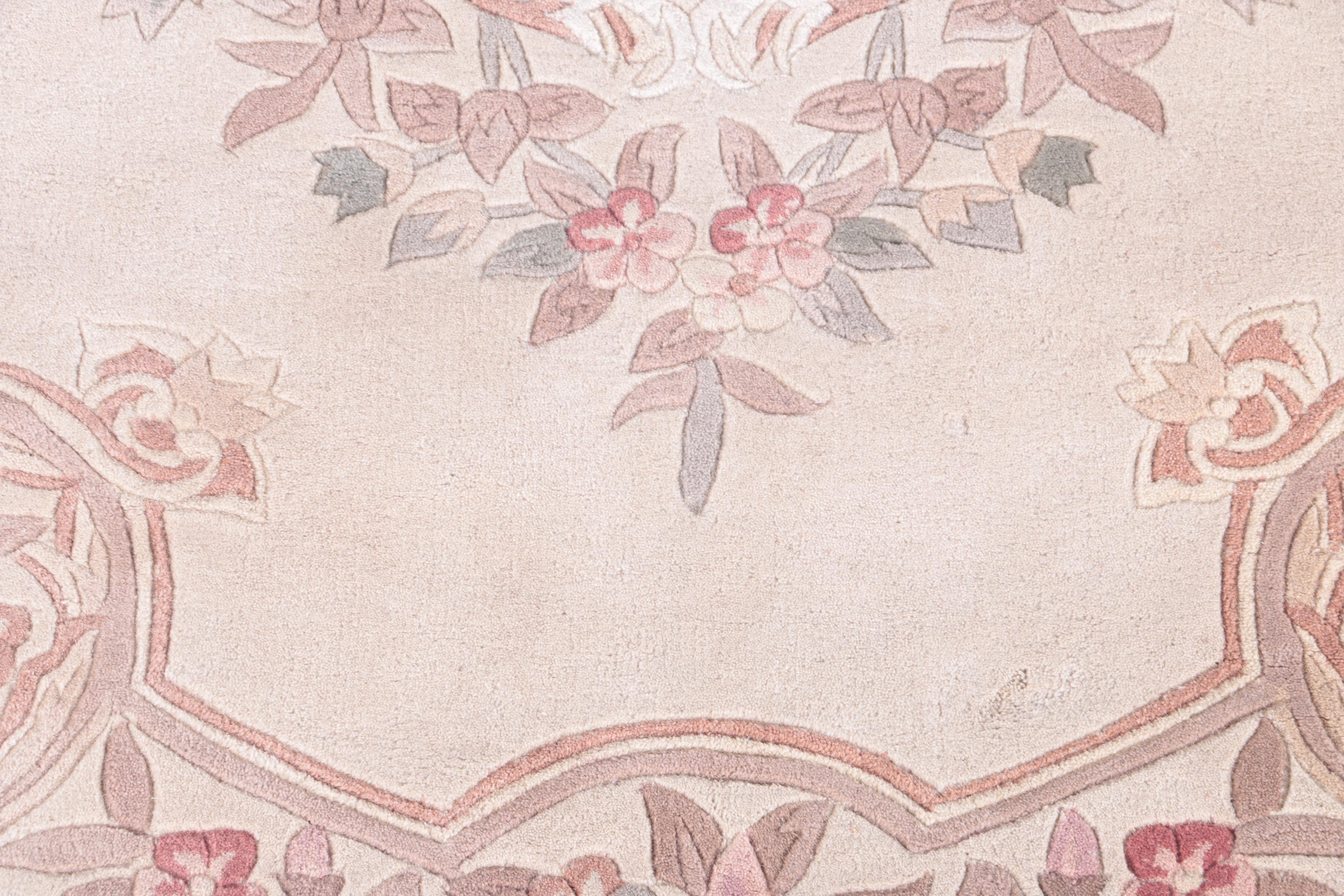 Hand-Tufted and Carved Nourison "Garden Collection" Oval Area Rug