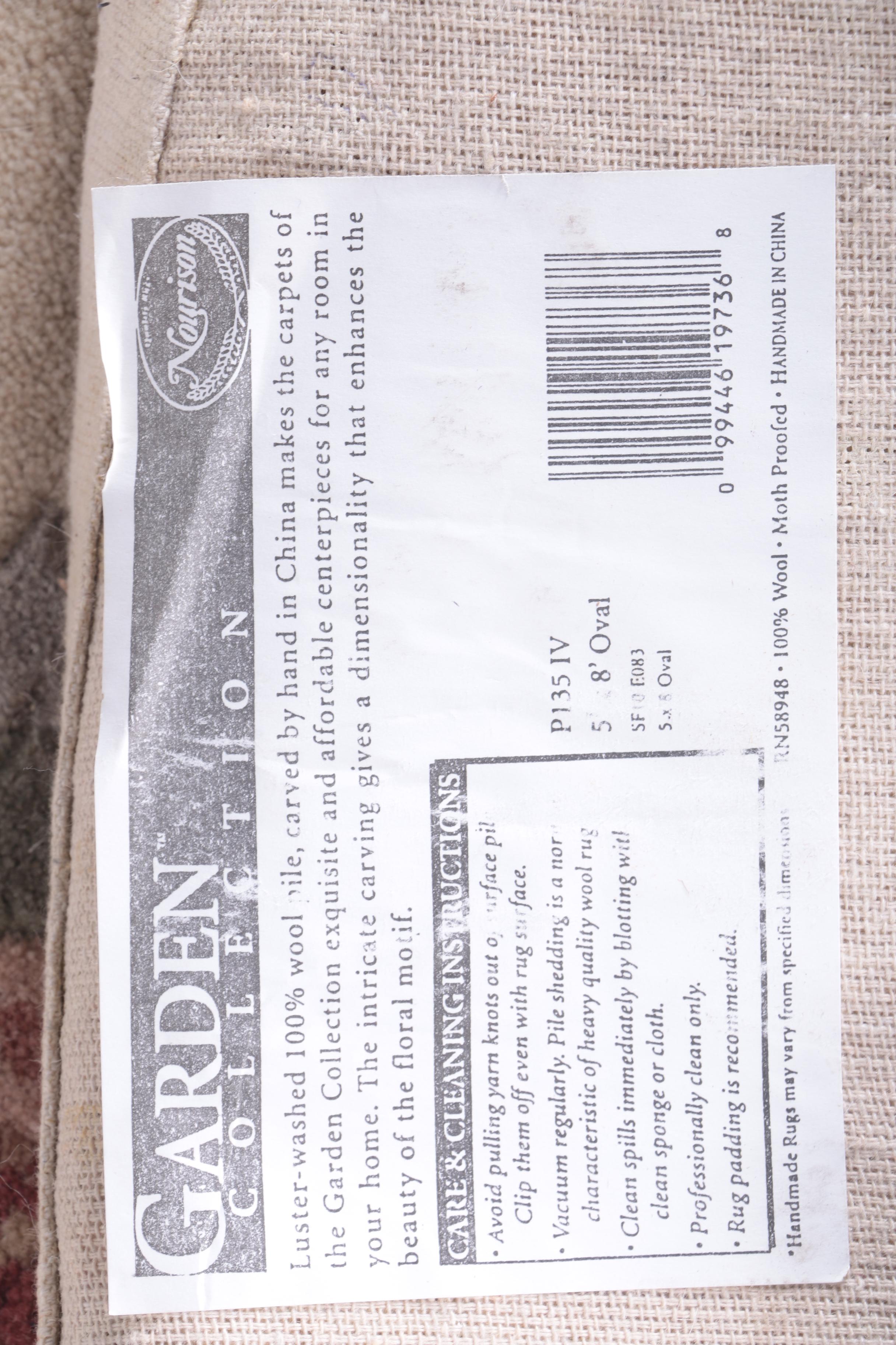 Hand-Tufted and Carved Nourison "Garden Collection" Oval Area Rug