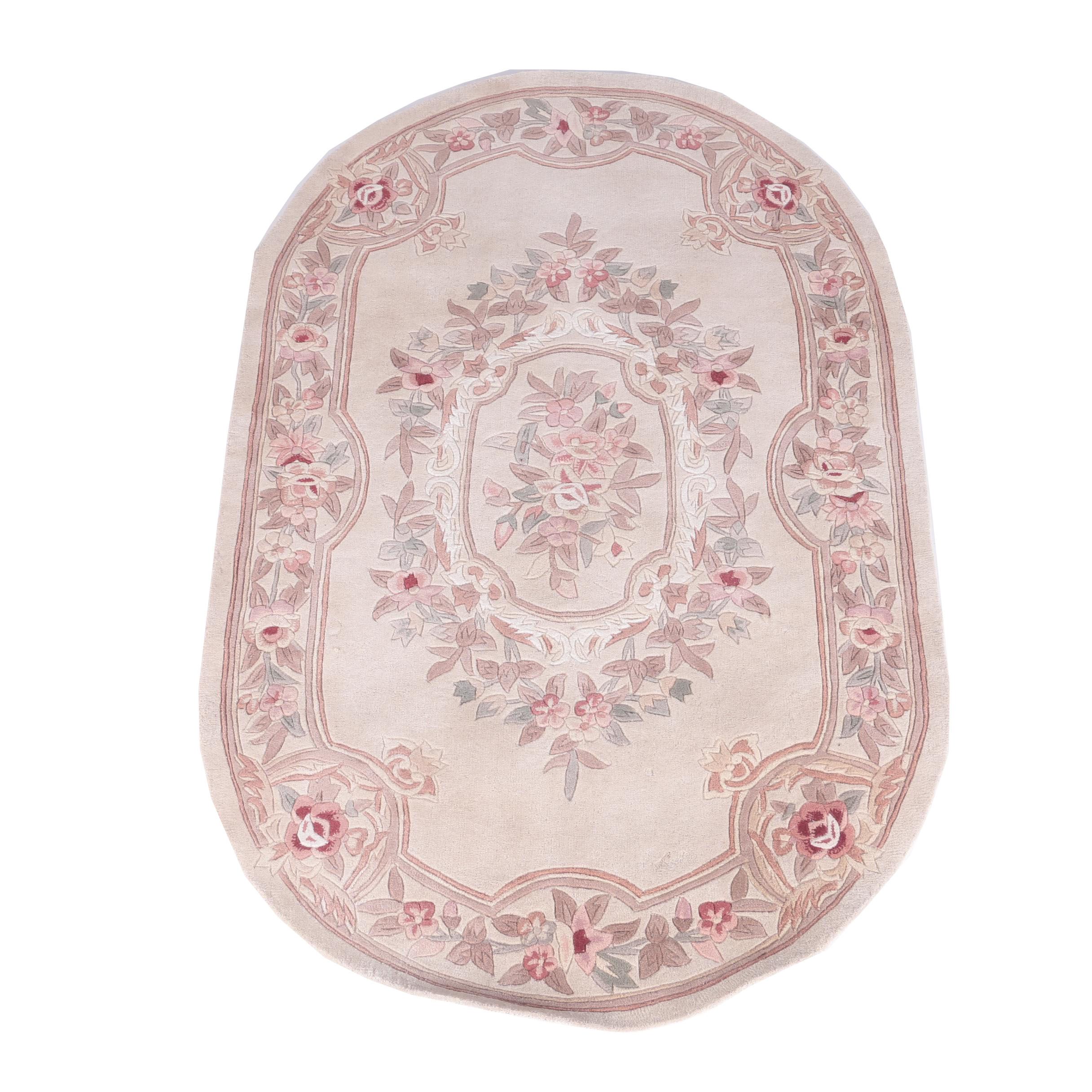 Hand-Tufted and Carved Nourison "Garden Collection" Oval Area Rug