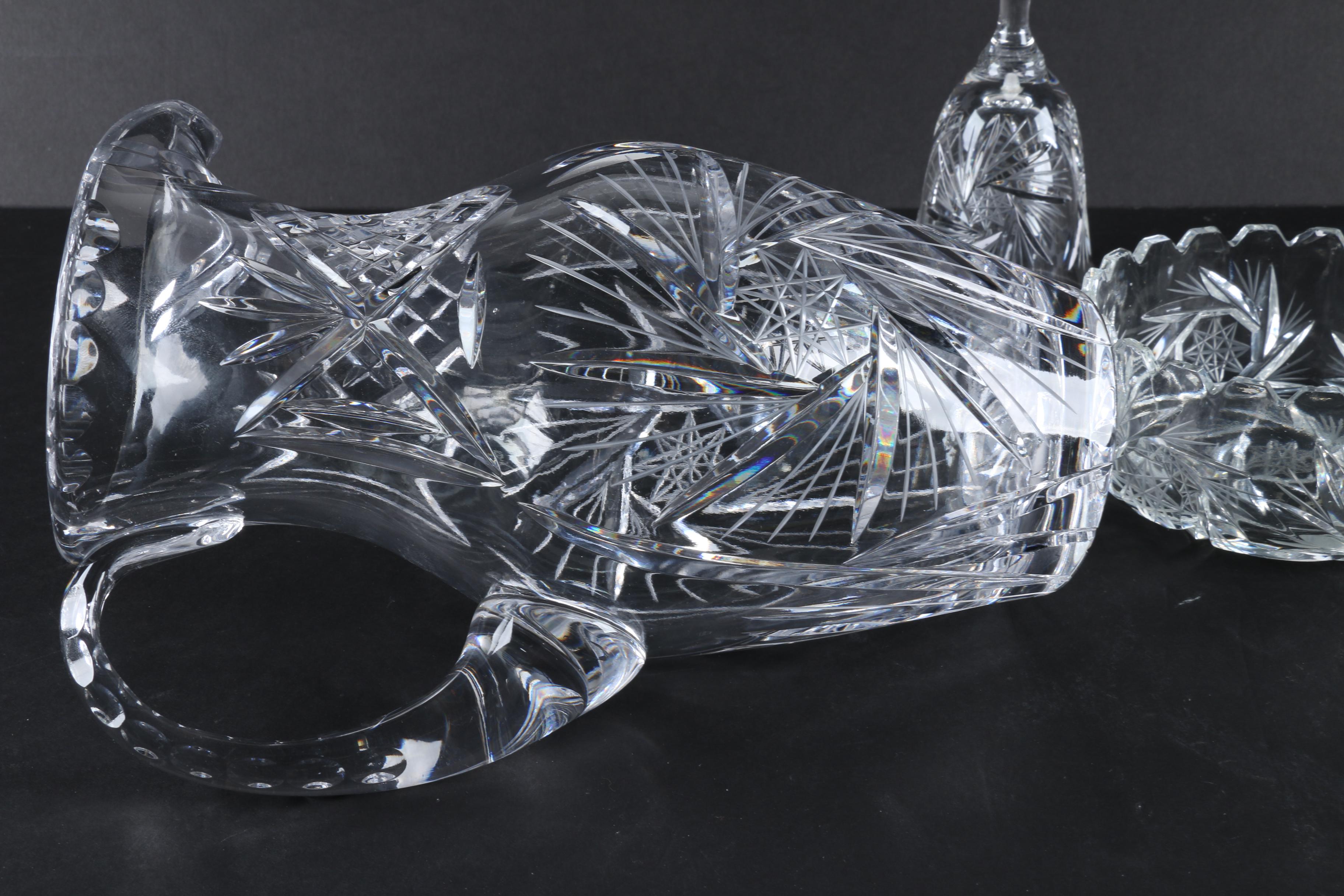 Crystal Pitcher, Bell and Bowl