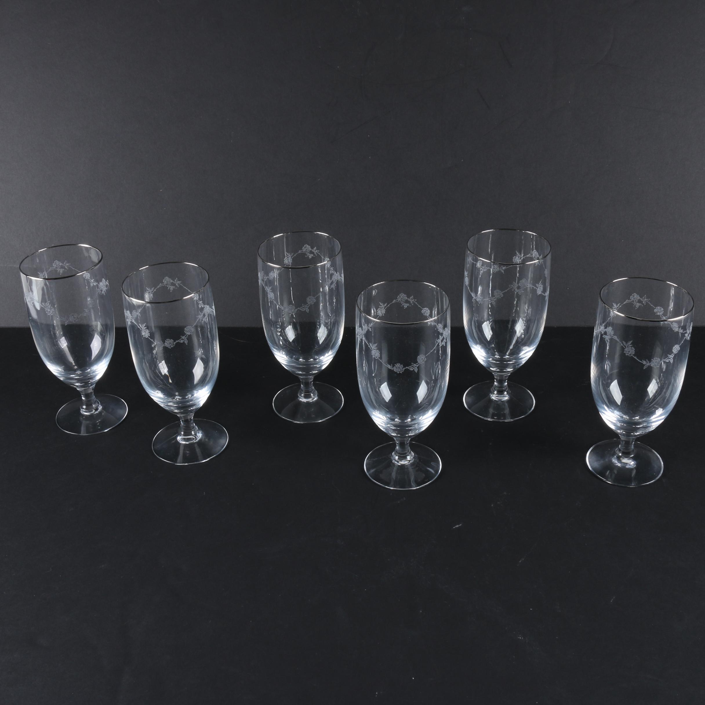 Fostoria "Platina Rose" Iced Tea Glasses