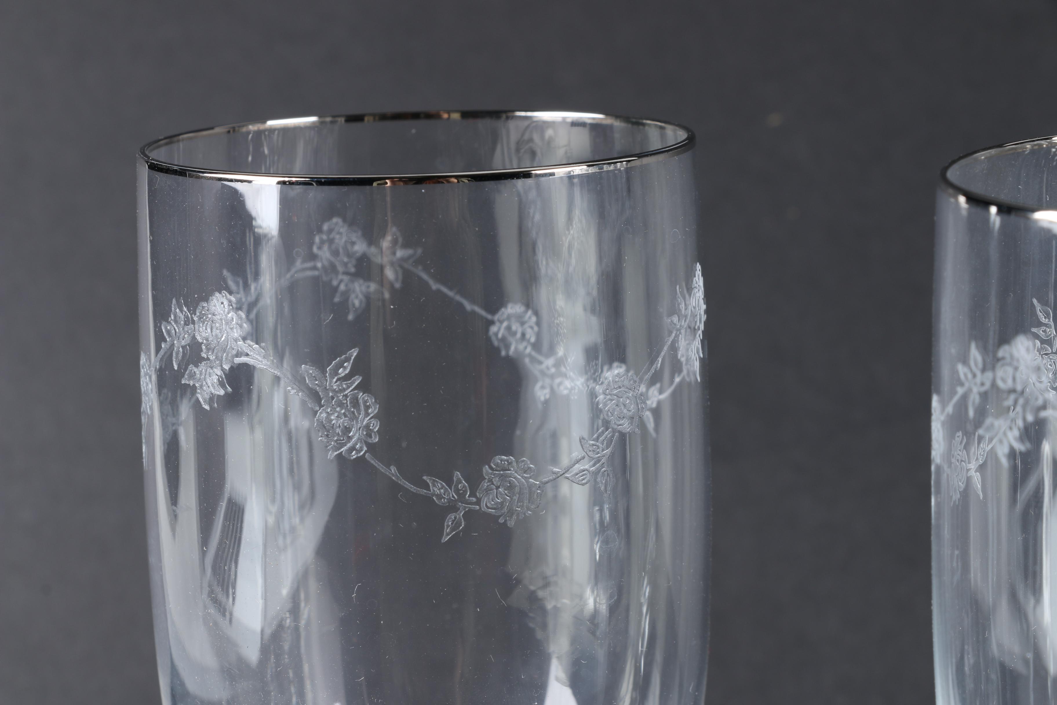 Fostoria "Platina Rose" Iced Tea Glasses