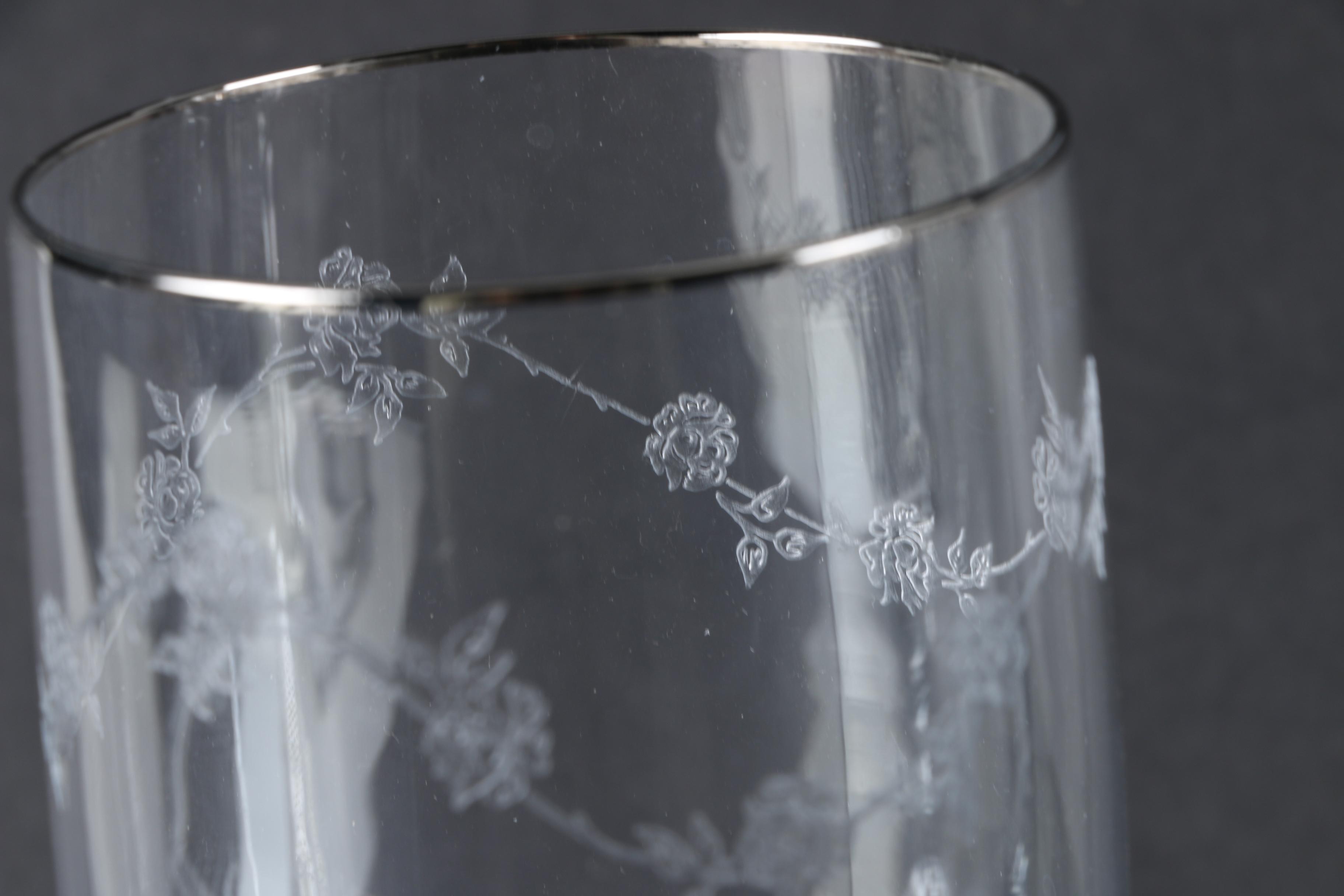 Fostoria "Platina Rose" Iced Tea Glasses