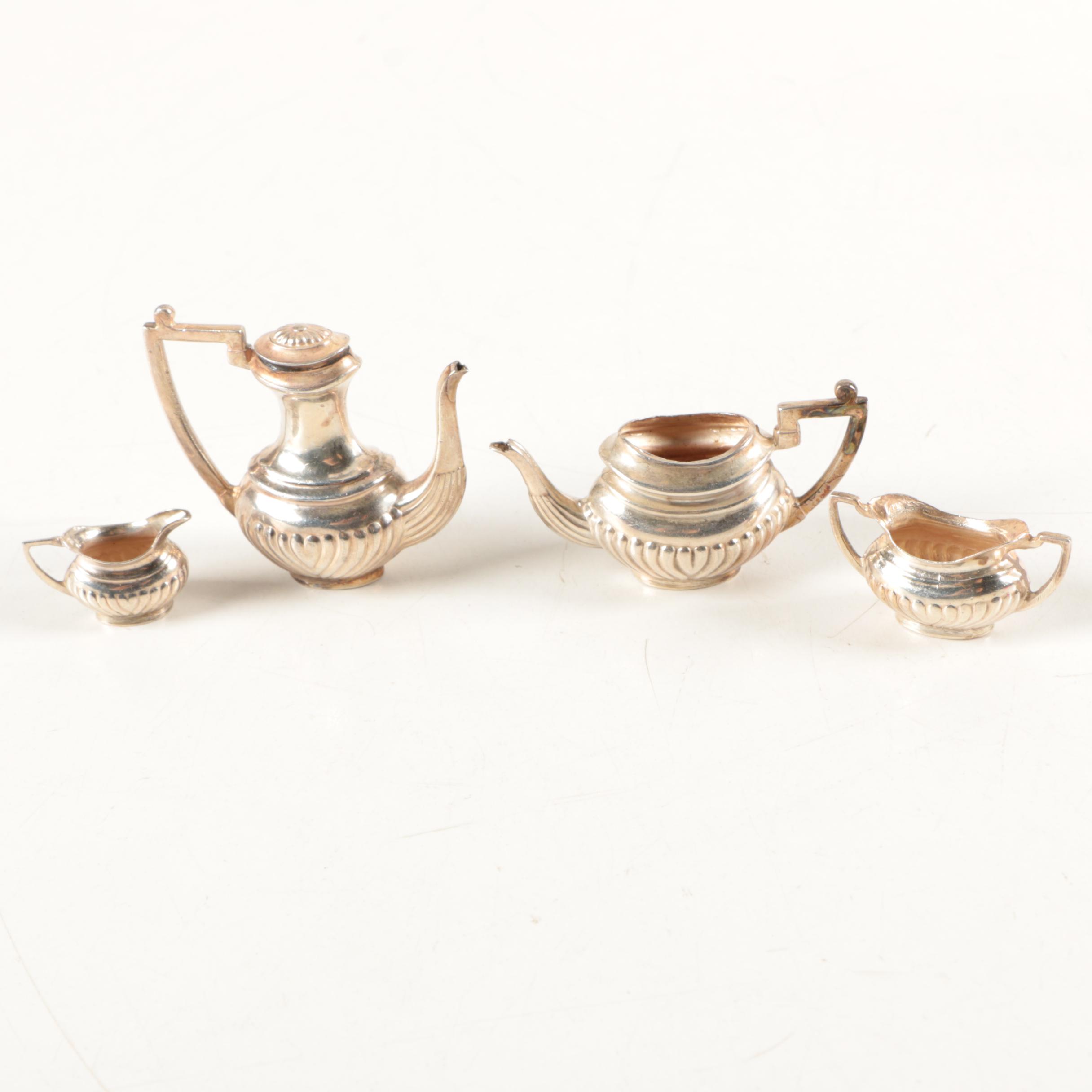 1976 A. Marston & Co. Miniature Birmingham Sterling Silver Coffee and Tea Set