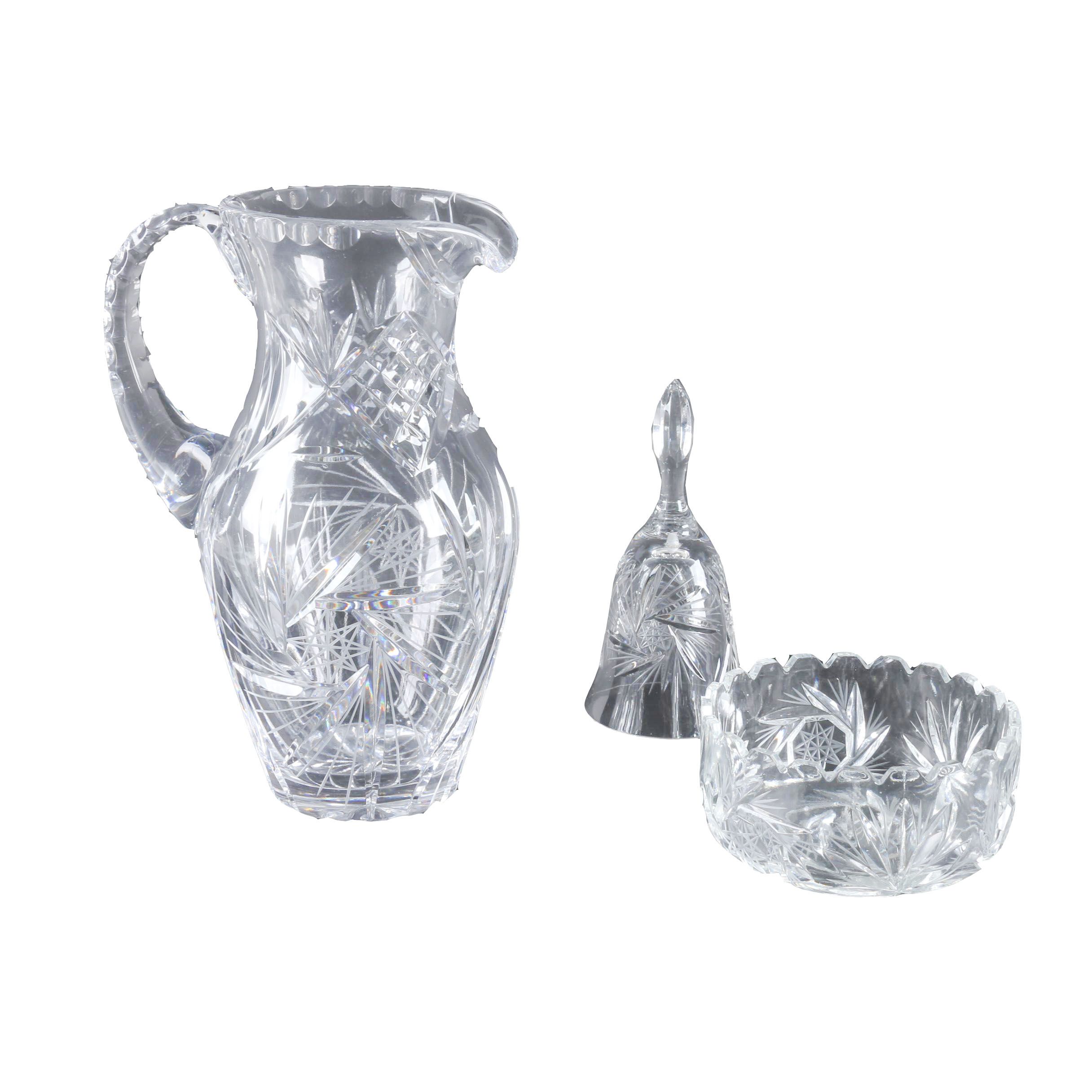Crystal Pitcher, Bell and Bowl
