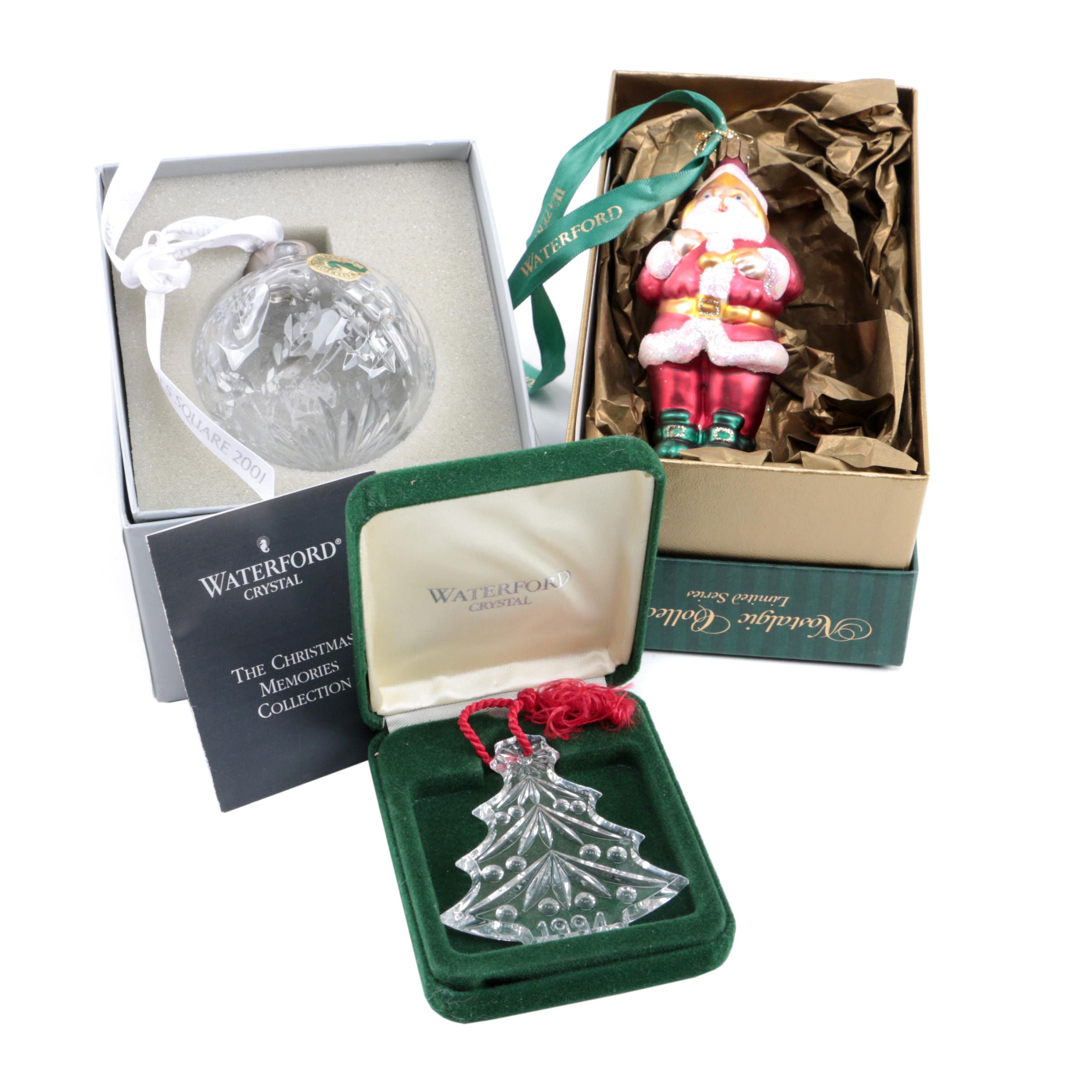 Waterford Crystal and Blown Glass Annual Christmas Ornaments