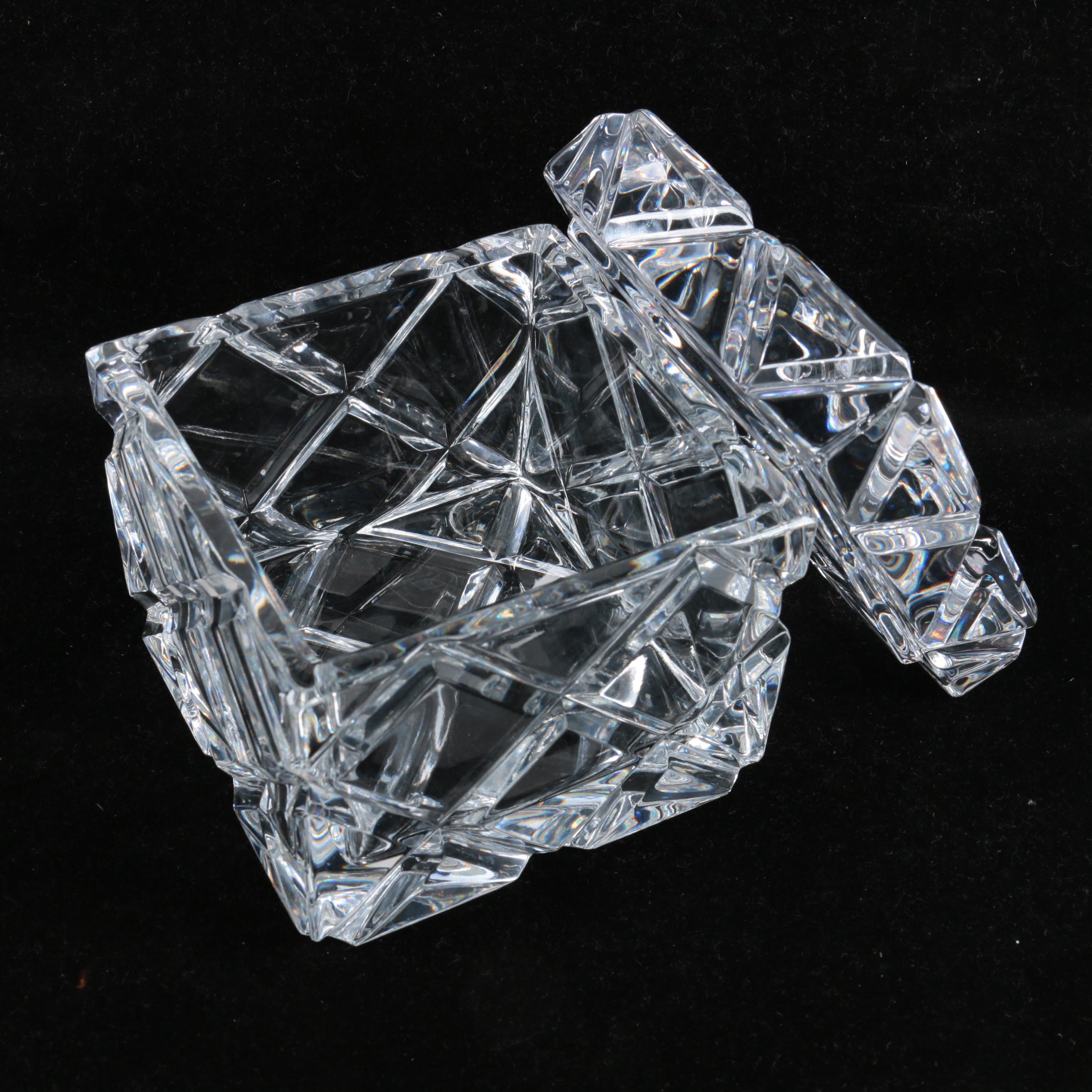 Waterford Crystal "Giftware" Perfume Bottle and Crystal Rectangular Box with Lid