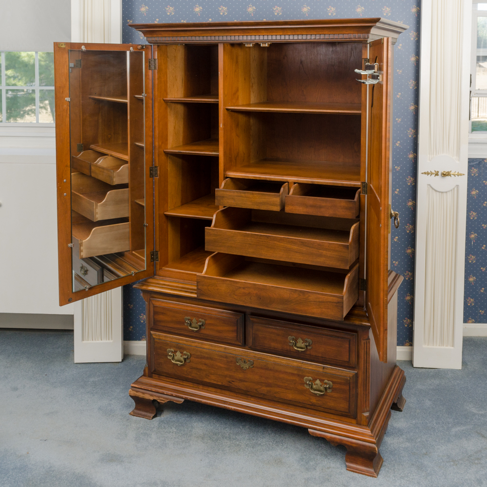 Vintage Chippendale Style Cherry Armoire by Pennsylvania House