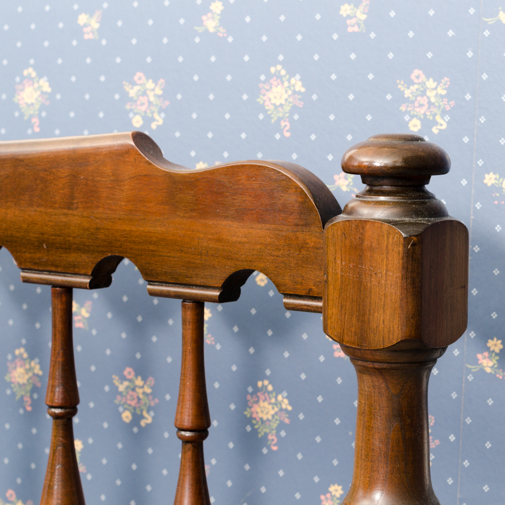 Colonial Style King-Size Maple Headboard and Metal Frame