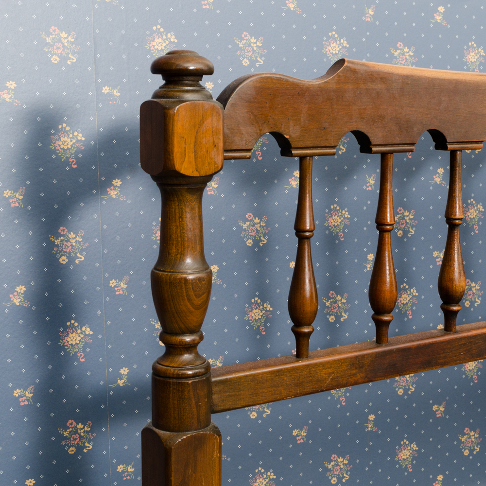 Colonial Style King-Size Maple Headboard and Metal Frame