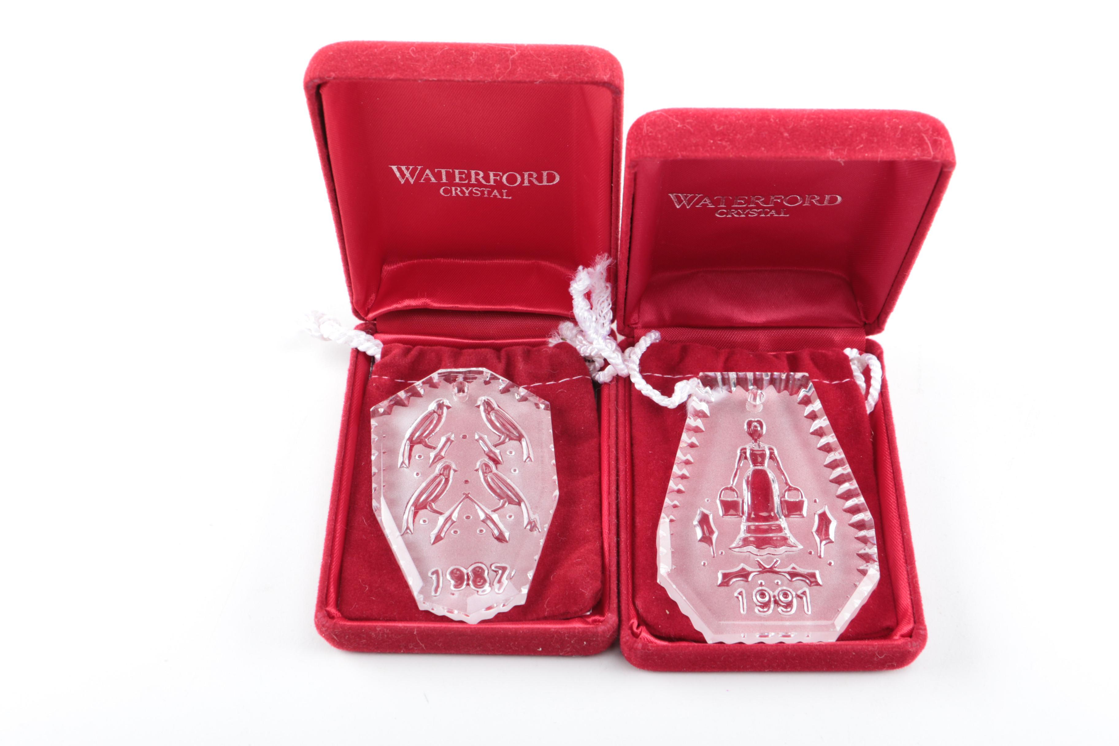 Waterford "Twelve Days of Christmas" Annual Frosted Crystal Ornaments